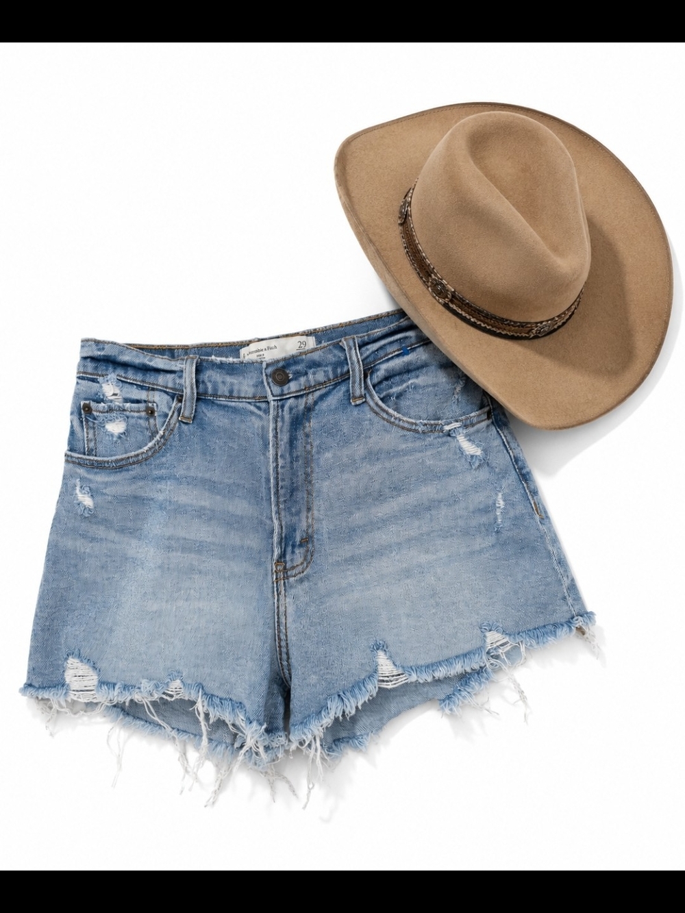 Abercrombie & Fitch Light Blue Distressed Denim Shorts